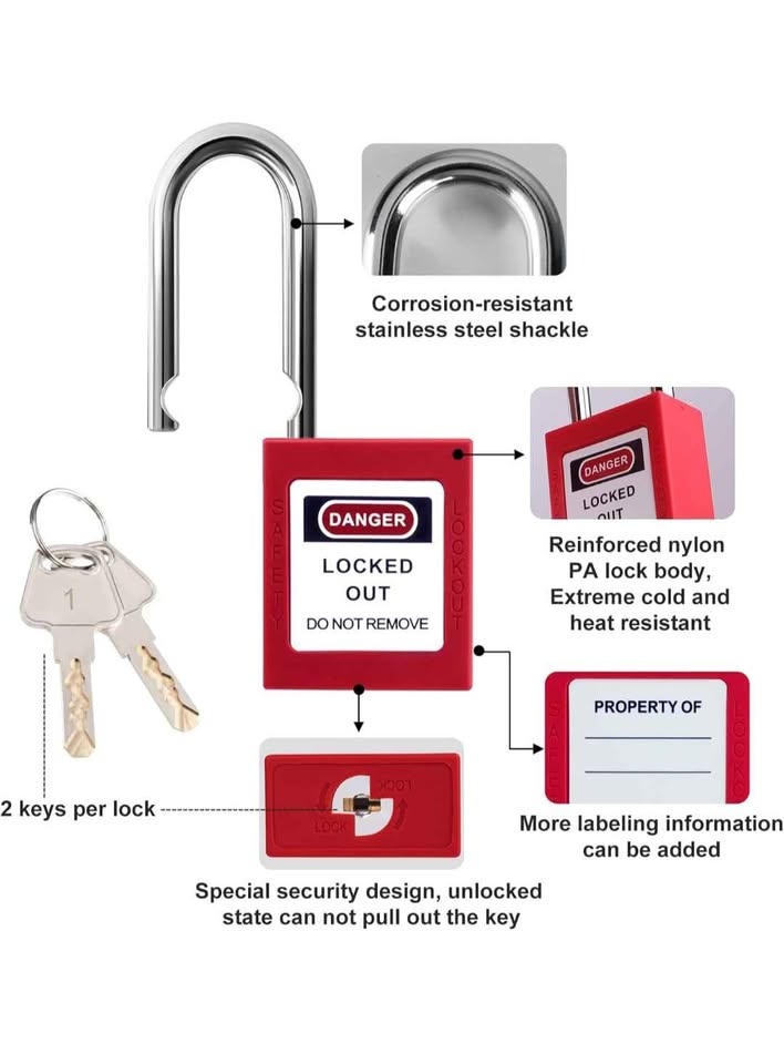Anskyloe Red Lockout Tagout Safety Padlocks OSHA Compliant - photo 5