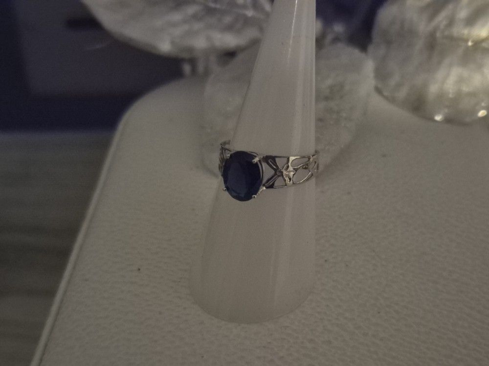 1 Carat Blue Topaz Ring - 10K Solid White Gold - photo 4