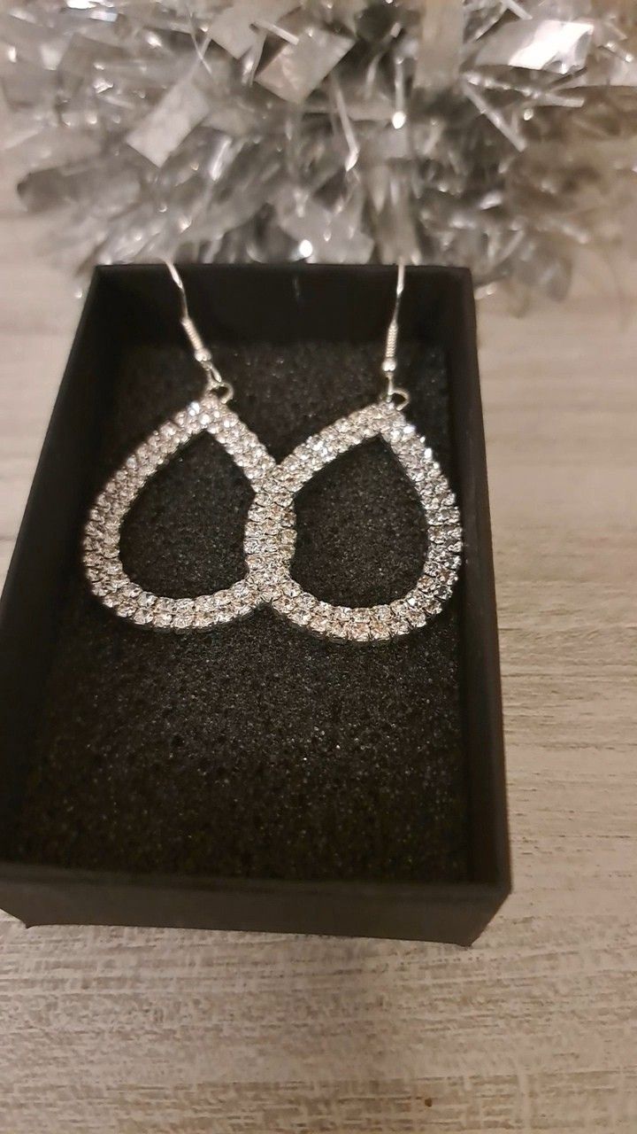 2" Crystal Teardrop Earrings