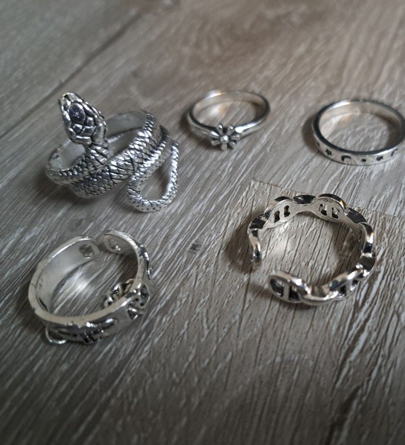 Tibetan Silver Midi Ring Set Sz 6-8