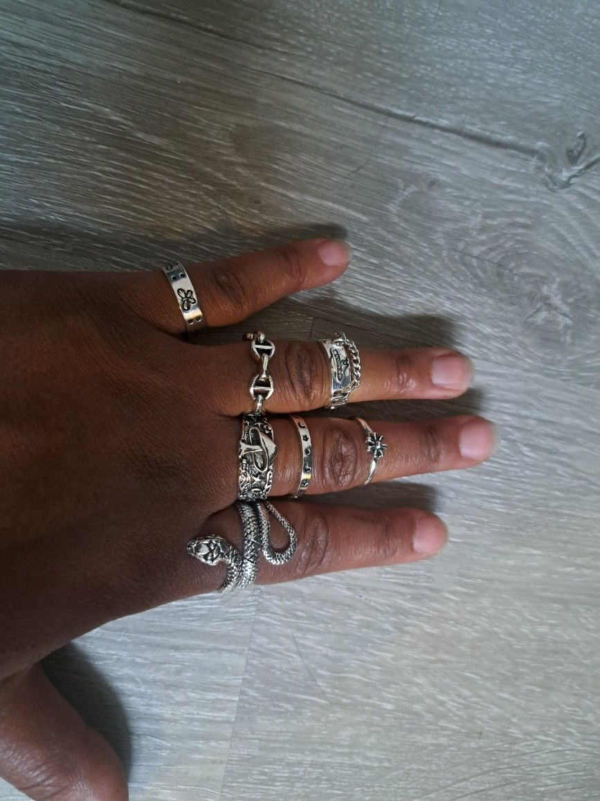 Tibetan Silver Midi Ring Set Sz 6-8 - photo 3