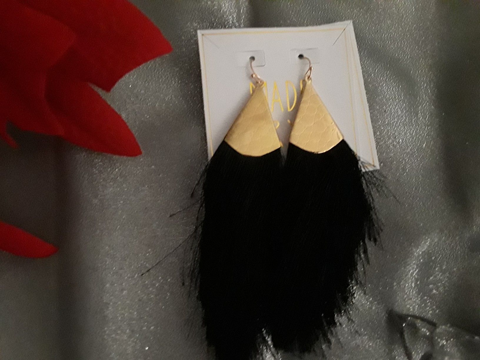 Black Tassel Jewelry set w Croc Embellishments - photo 5