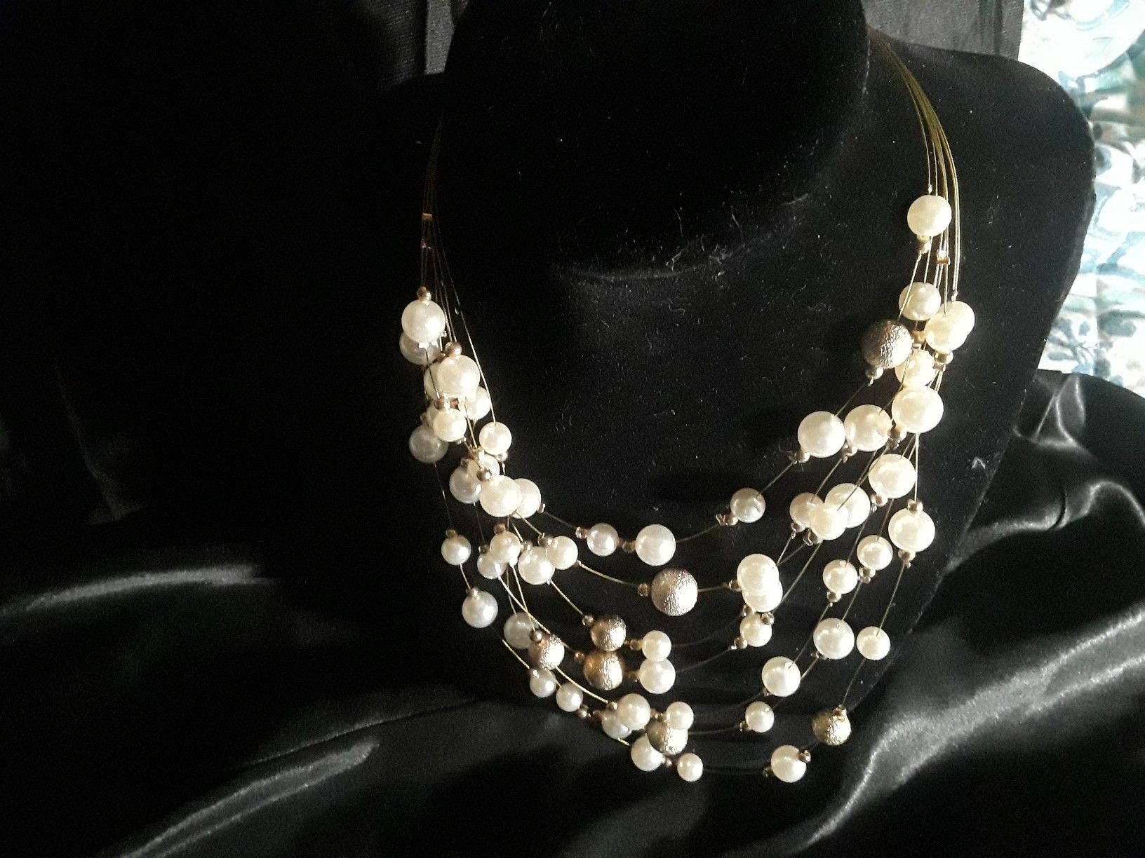 Pearl and Gold Multi Strand Necklace set - photo 2