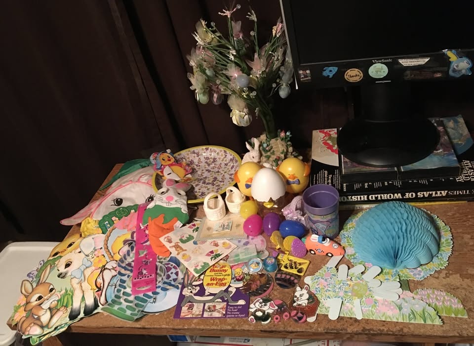 Easter Decorations Lot - Window Clings, Rabbit, Chicks, Ornament