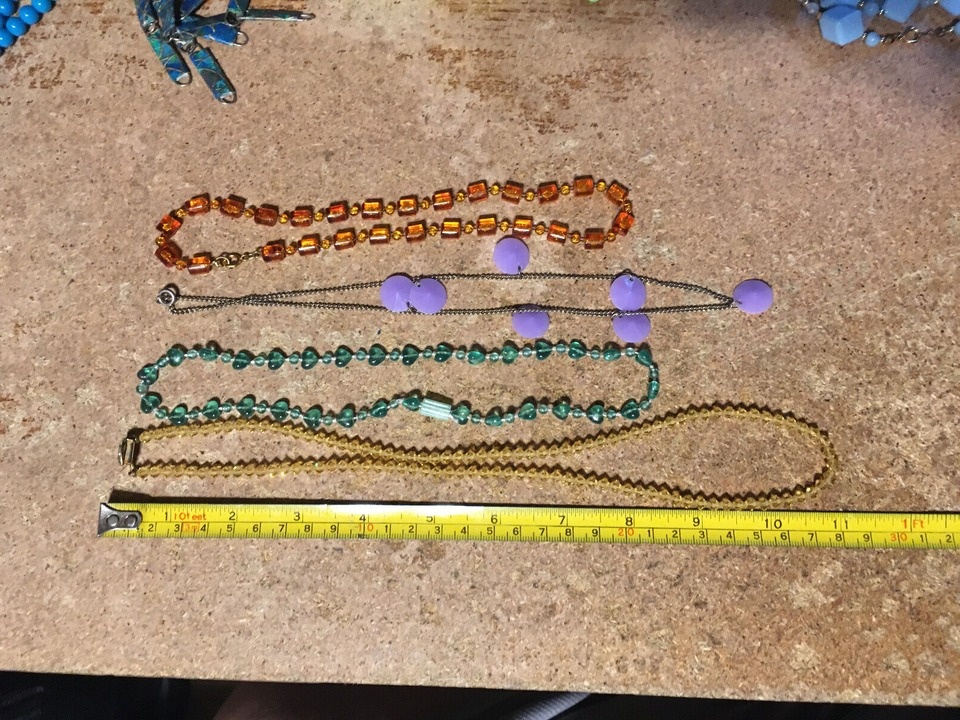 LOT OF VINTAGE NECKLACES & BRACELETS BEADS METAL COLORFUL - photo 3