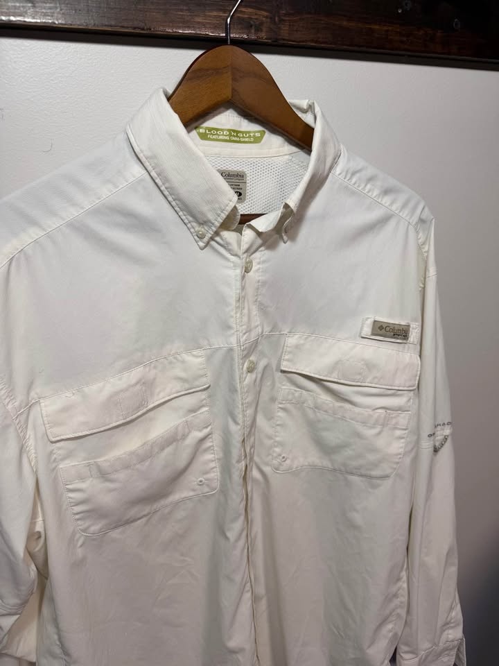 Columbia Blood N Guts PFG White Long Sleeve Fishing Shirt Men's - photo 4