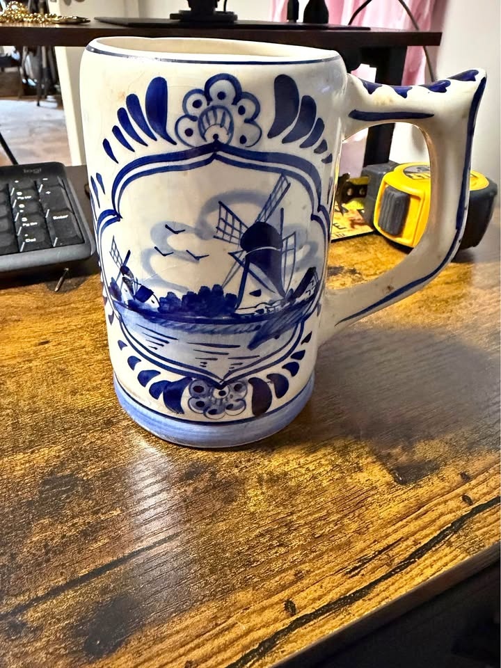 Blue and White Ceramic Mug