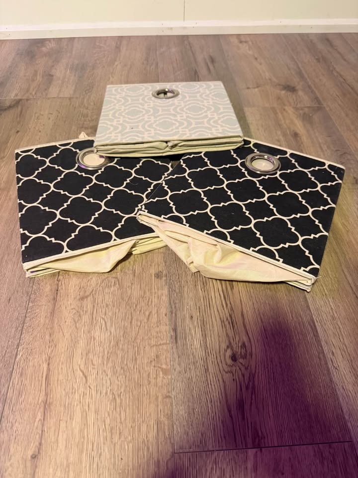 3 Storage Bins - Black & Blue Geometric - photo 2