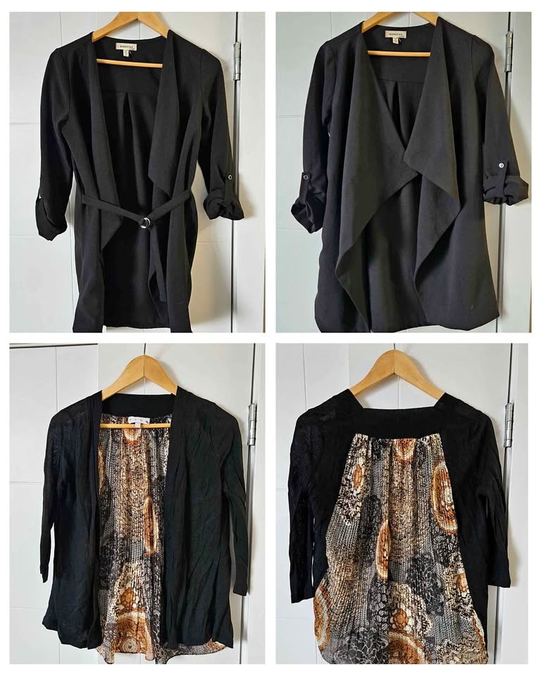 Pair of black/patterned light cardigans