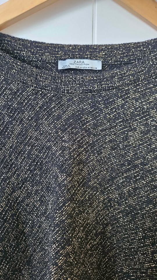 Zara W&B Shimmer Top & Aerie Sequin Crop Top M - photo 3