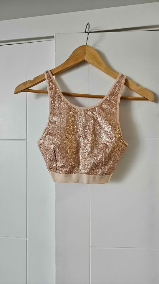 Zara W&B Shimmer Top & Aerie Sequin Crop Top M - photo 4
