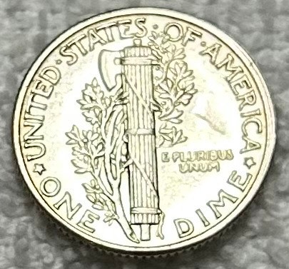 1945 Silver Mercury Dime AU - photo 2