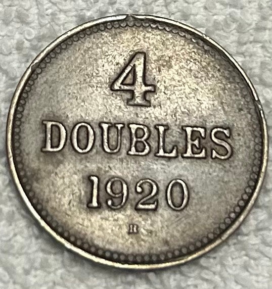 1920 Guernsey 4 Doubles Coin