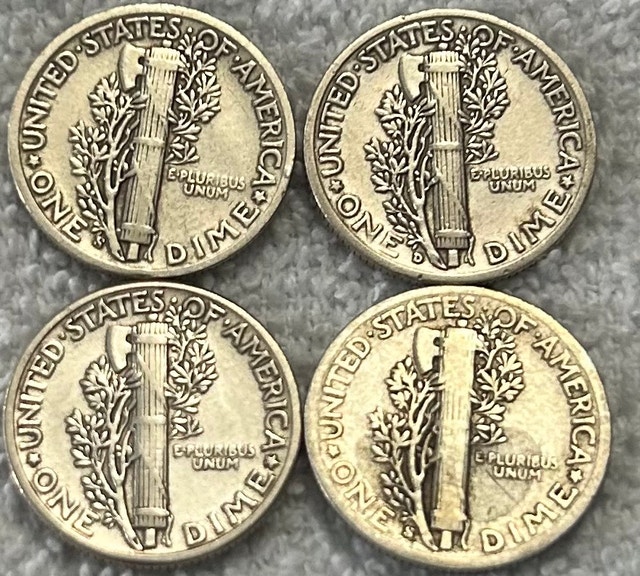 Collection of Four Silver Mercury Dimes - photo 2