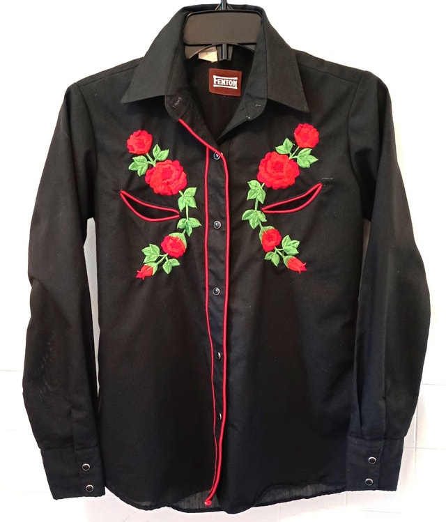 Vintage Floral Embroidery Western Shirt by Fenton SZ:Sm