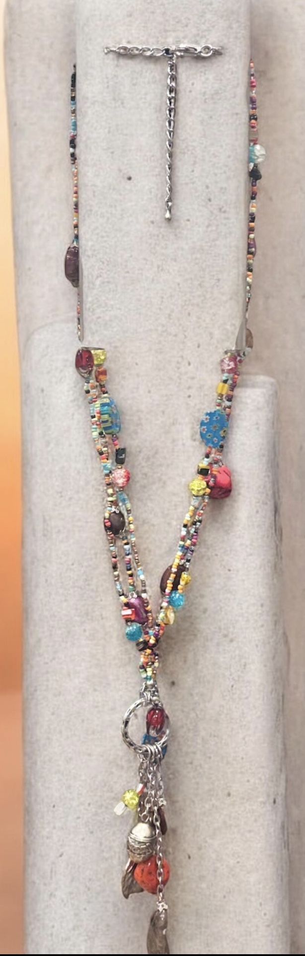 Handmade Boho Multi-Strand Beaded Statement Necklace - photo 2