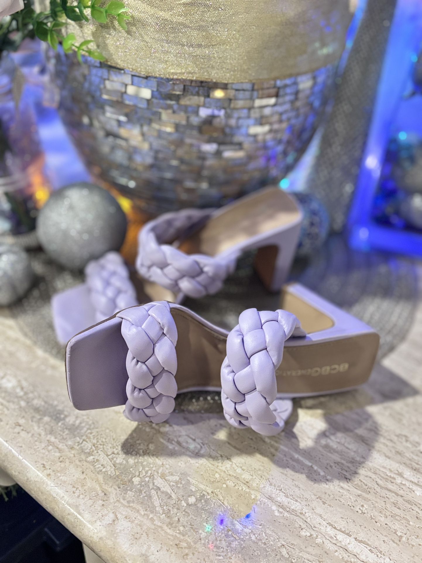BCBGeneration Braided Heeled Sandals - Size 5.5 - Lilac - 3.5" B - photo 3