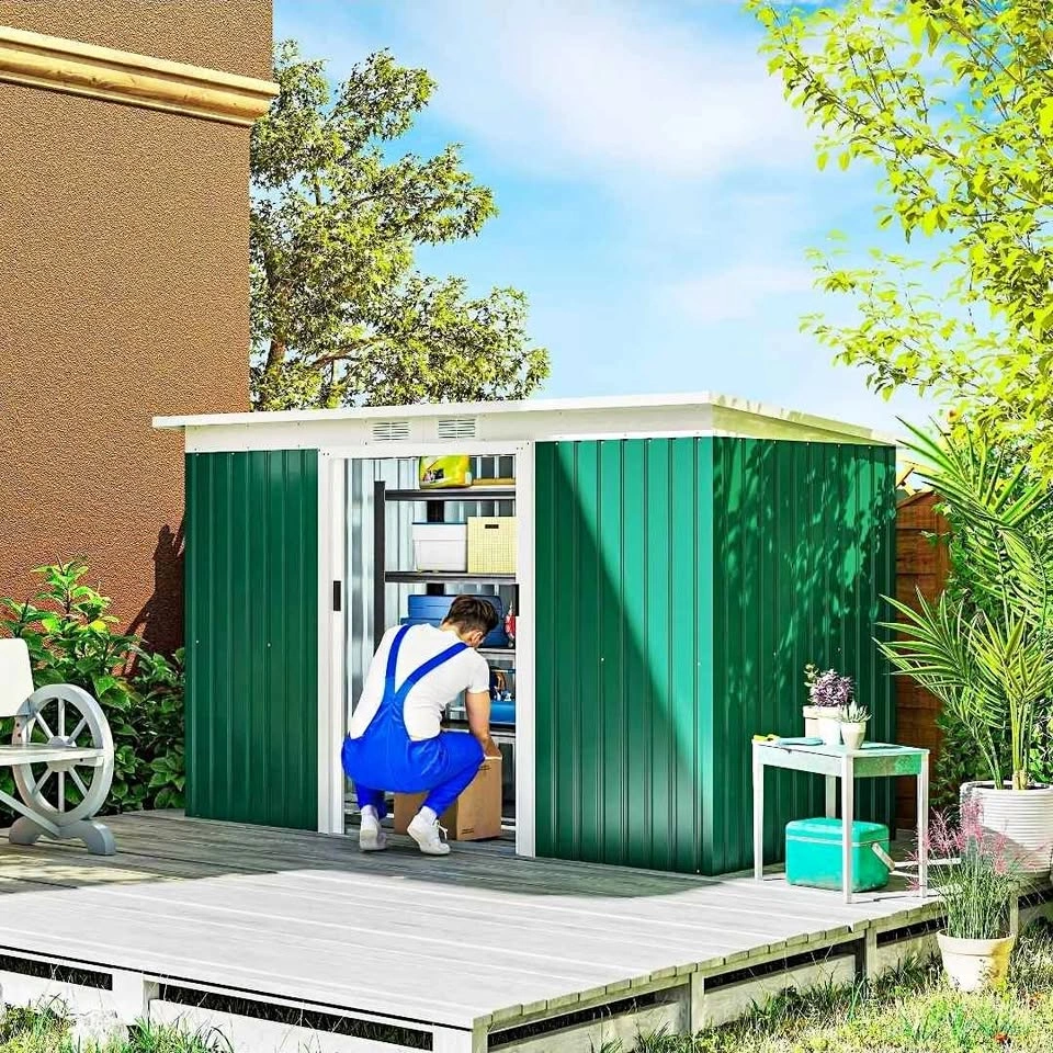 Brand New 9' x 4' Garden Tool Shed Metal Storage Shed w/ Foundat