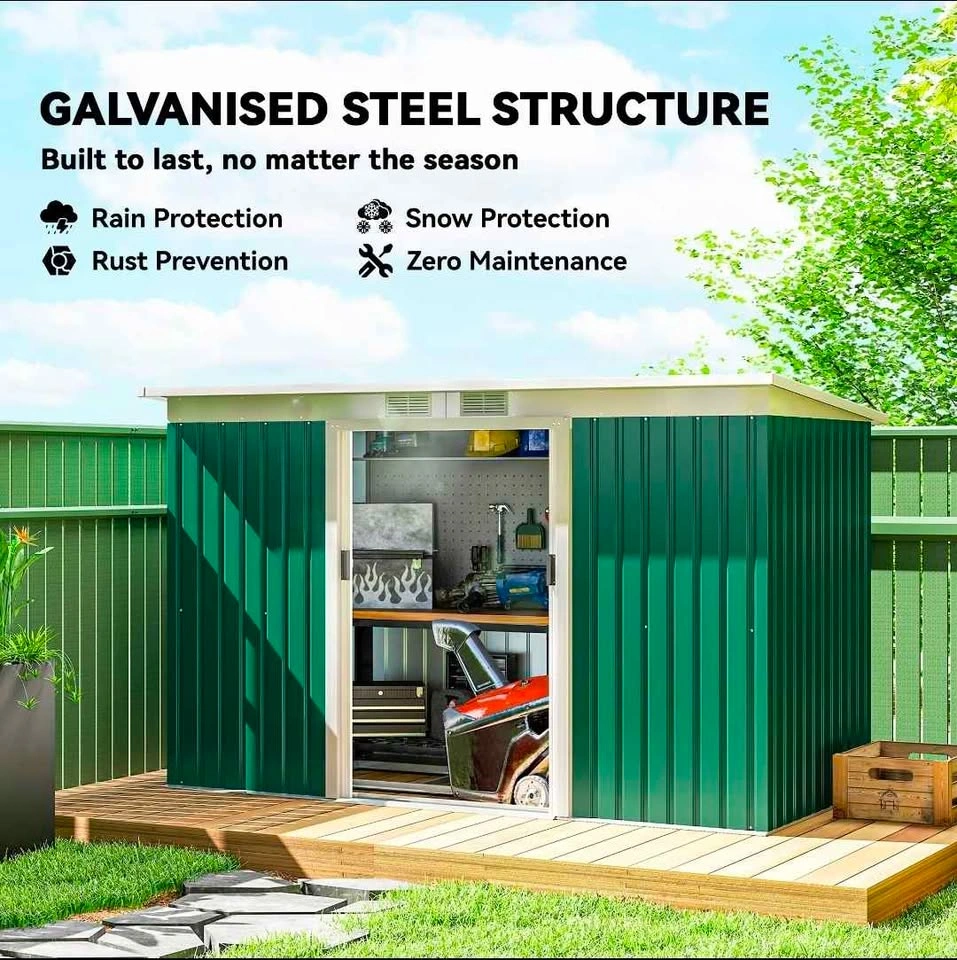 Brand New 9' x 4' Garden Tool Shed Metal Storage Shed w/ Foundat - photo 4
