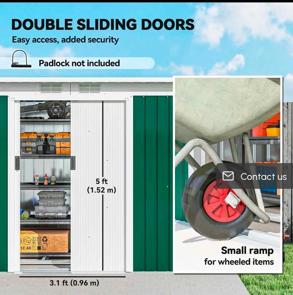 Brand New 9' x 4' Garden Tool Shed Metal Storage Shed w/ Foundat - photo 5