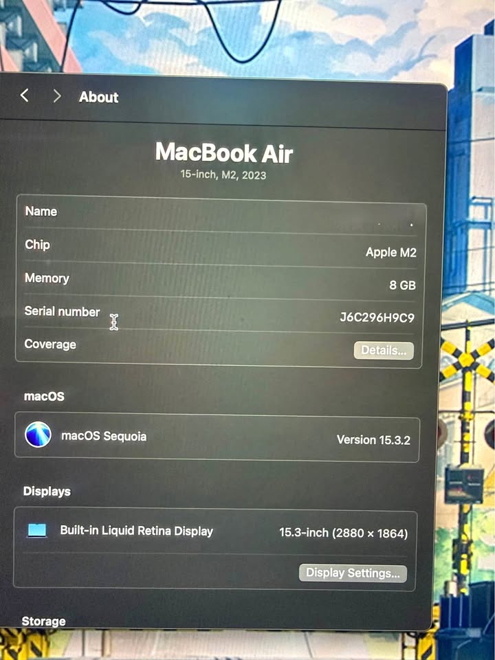 Macbook Air M2 15inch 250gb