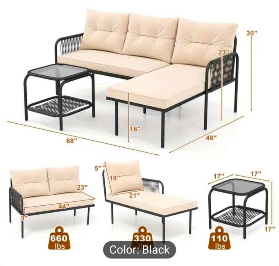Brand new 3pc patio sectional set. In a box. 1 left on sale. - photo 3