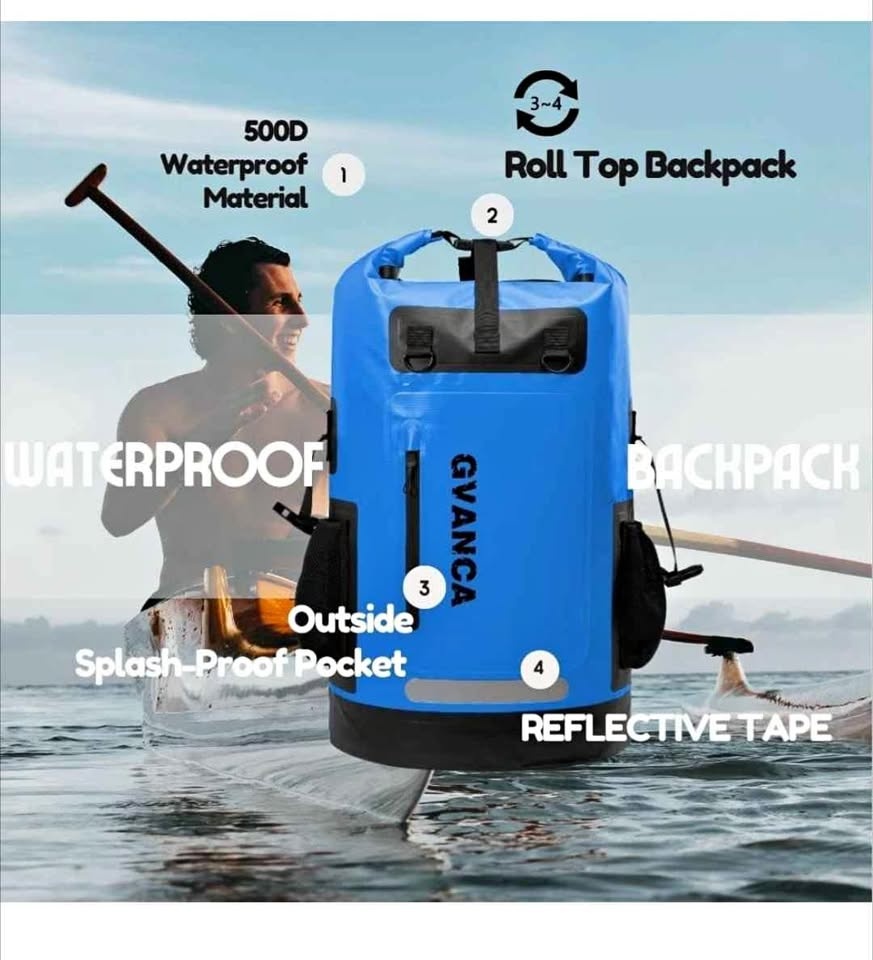 Brand new Blue Waterproof Dry Bag Backpack 55L Roll Top