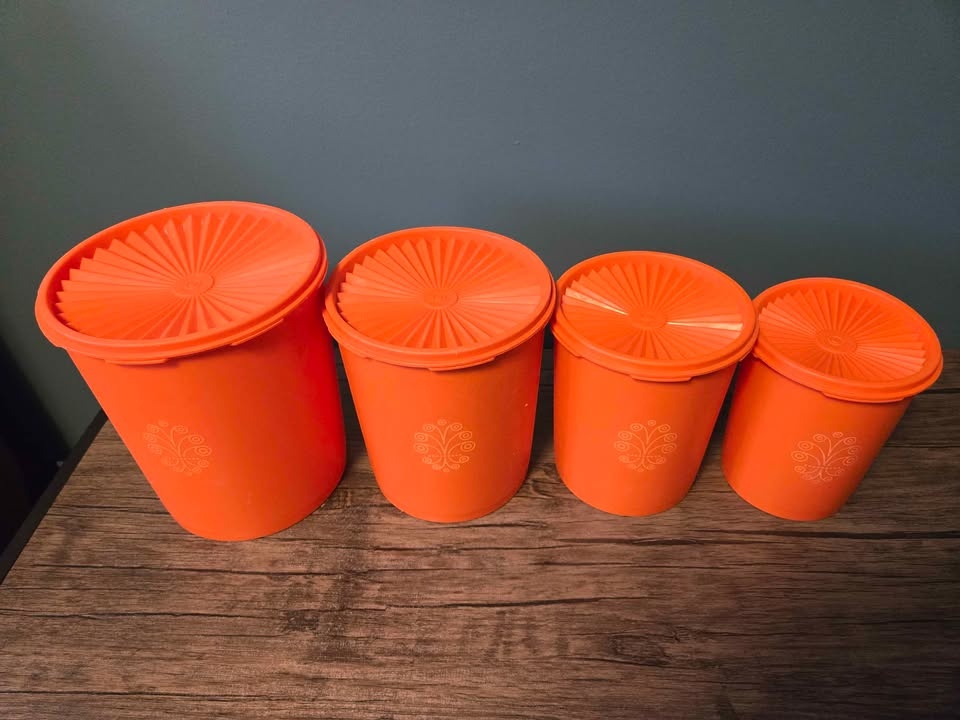 Vintage Tupperware Orange Canister Set - 4 Pc - photo 2