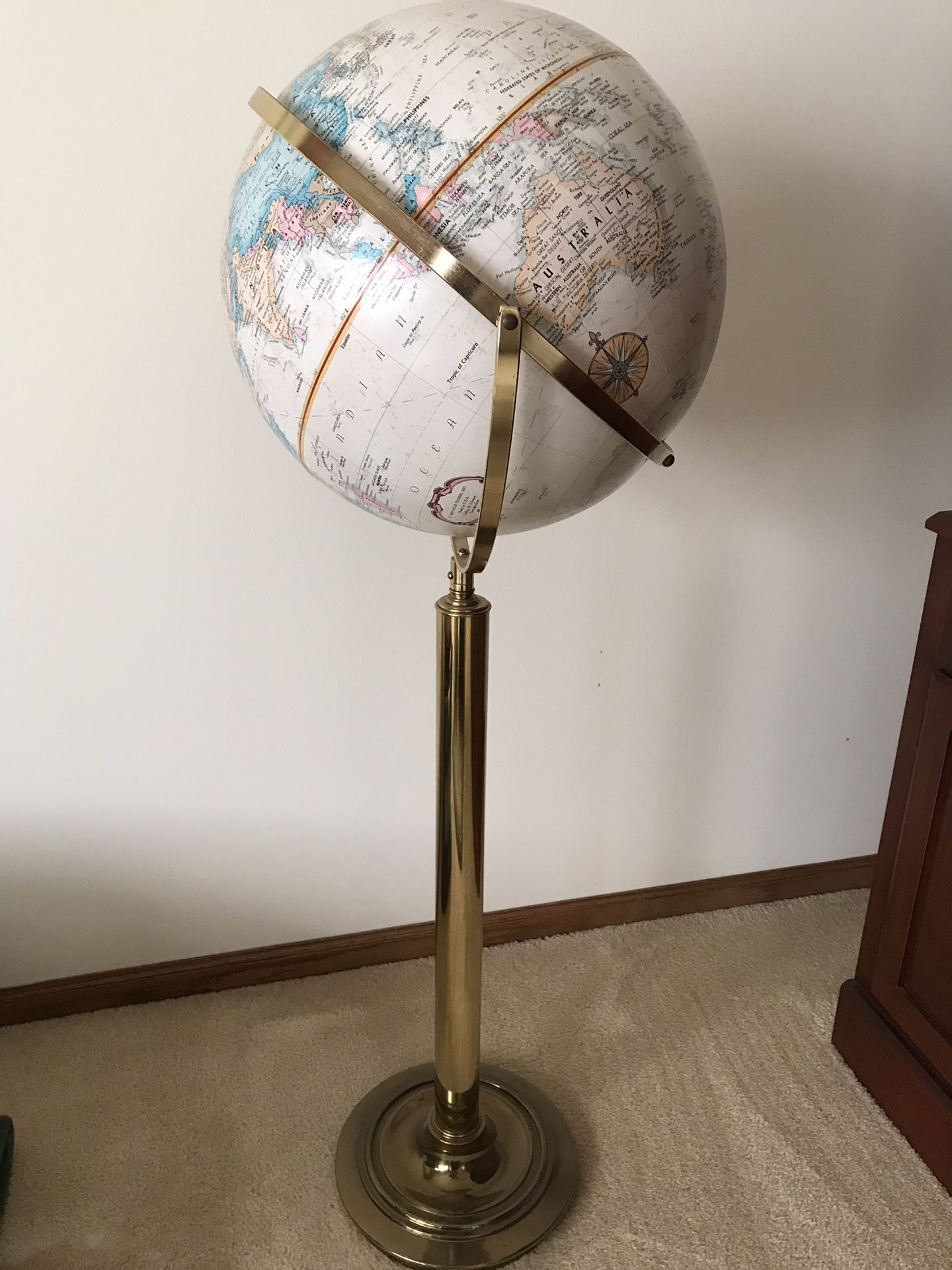 Beautiful Rare Floor Globe by Replogle Globes - Brass Stand - photo 2