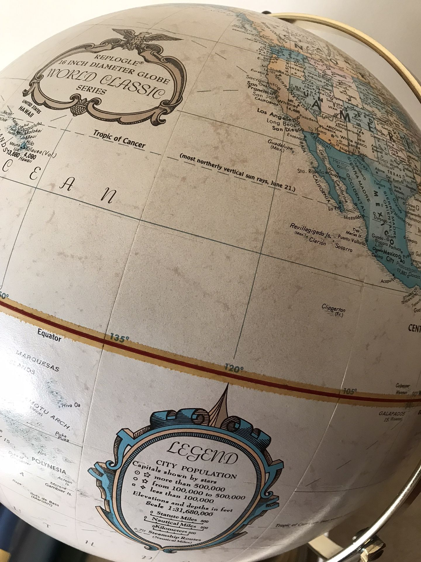 Beautiful Rare Floor Globe by Replogle Globes - Brass Stand - photo 4