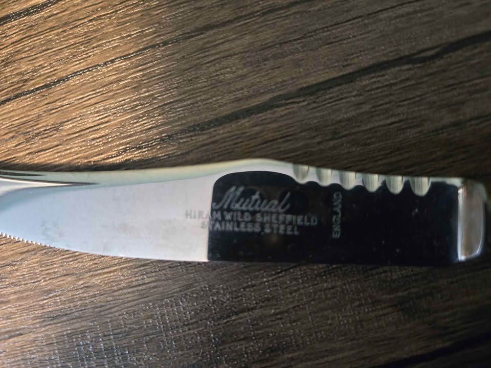 Mutual Hiram Wild Sheffield Steak Knives Set of 6 Pearlescent Ha - photo 3