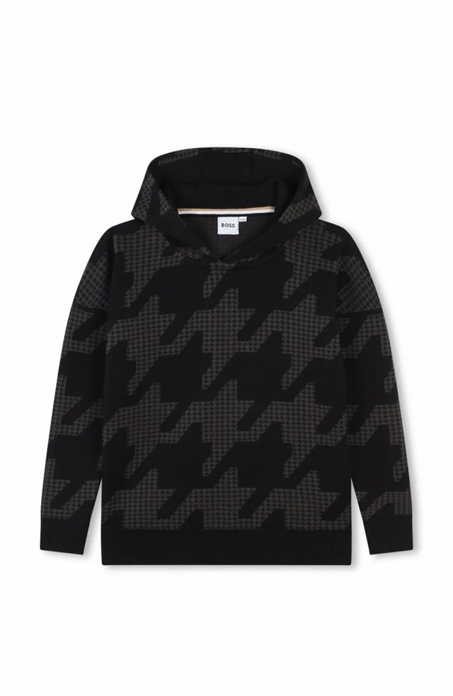Hugo BOSS Kidswear Houndstooth Cotton Hoodie