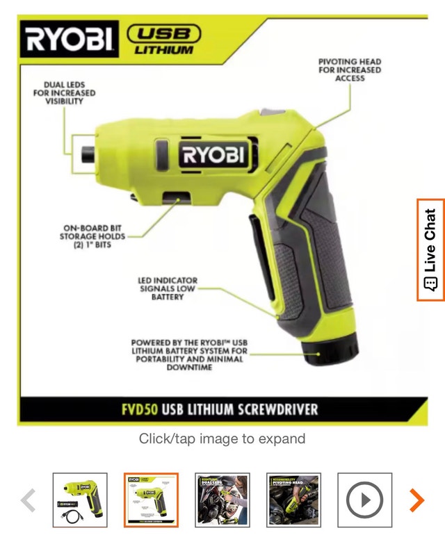 Brand New Ryobi Cordless Power Screwdriver