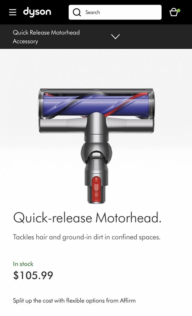 Like new Genuine Dyson Quick-release Motorhead