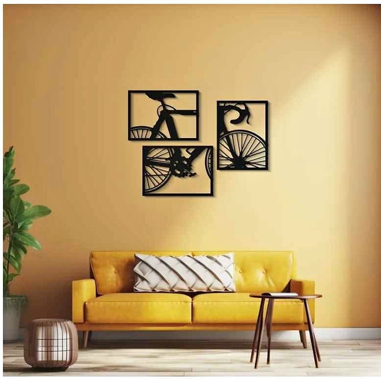 Brand new 3 pcs antique wooden bicycle wall art decor