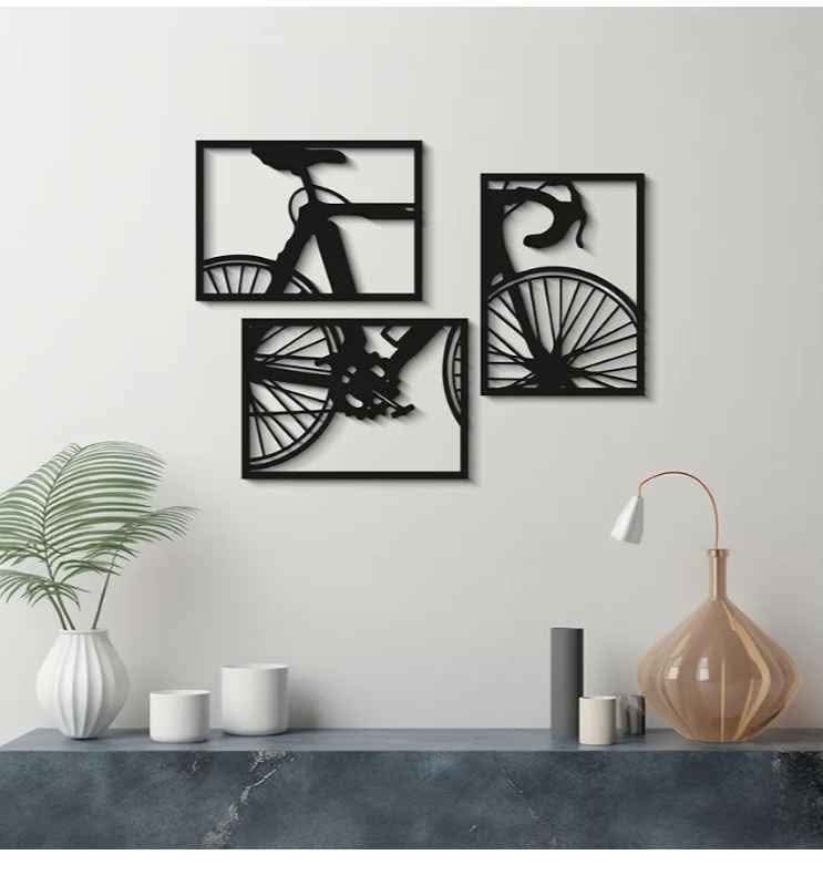 Brand new 3 pcs antique wooden bicycle wall art decor - photo 4
