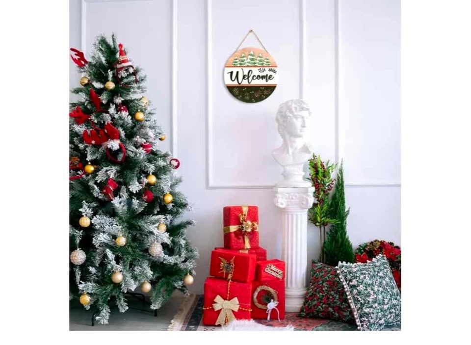 New Beautiful 3D Wooden Pinecone Winter Door Hanging Sign - photo 5