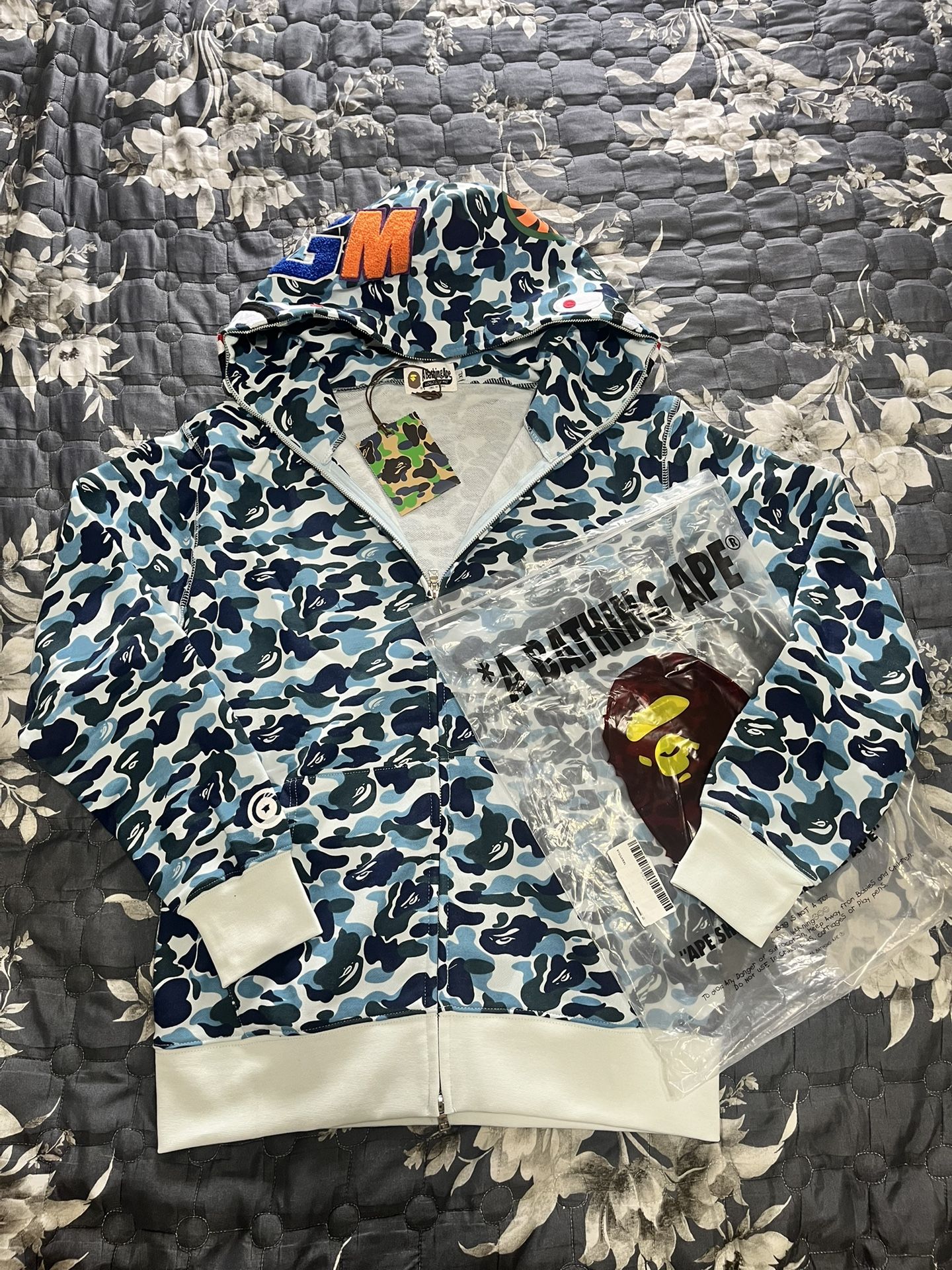 Light Blue Bape Hoodie Size XL