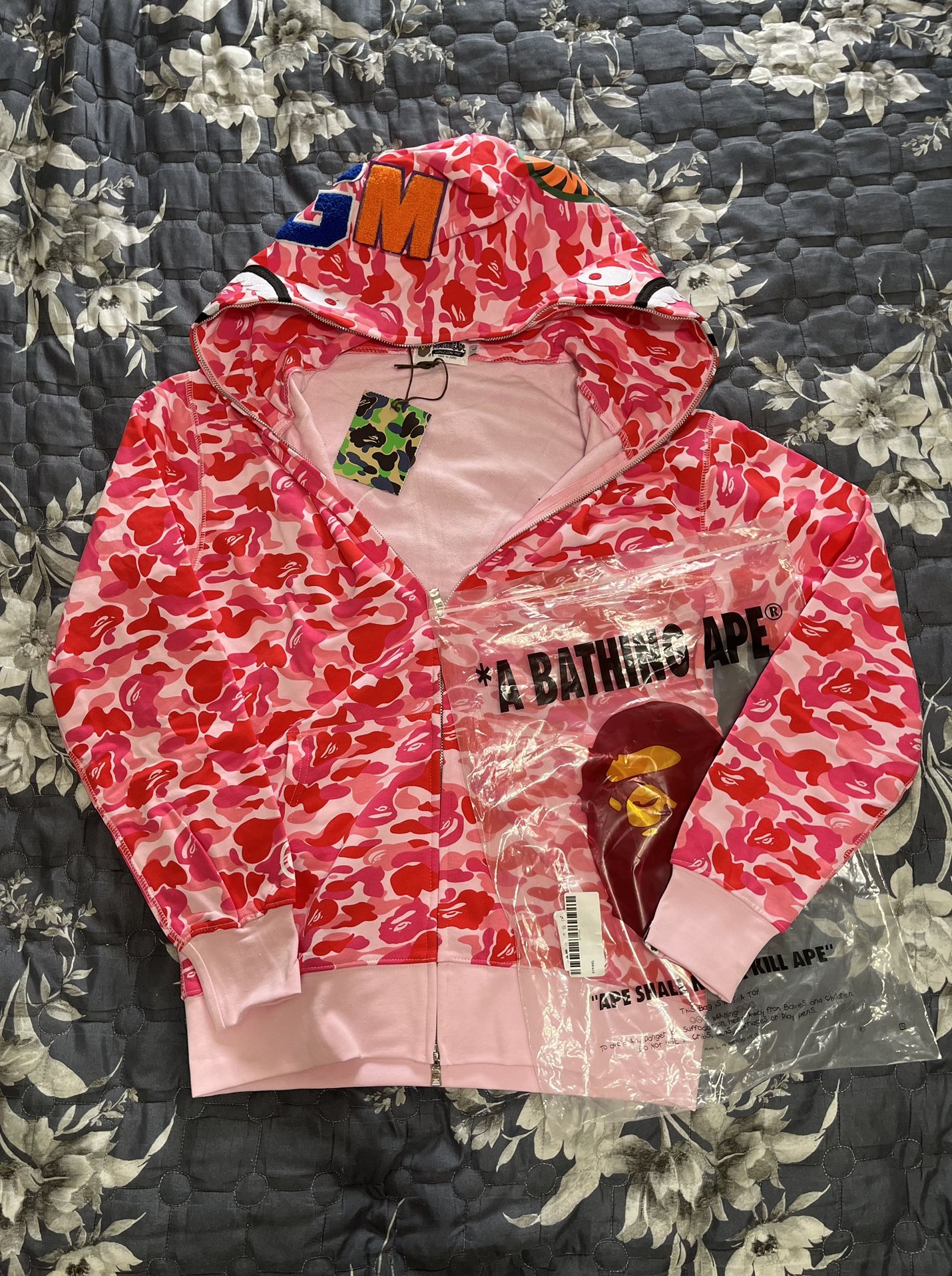 Pink Bape Hoodie Size L
