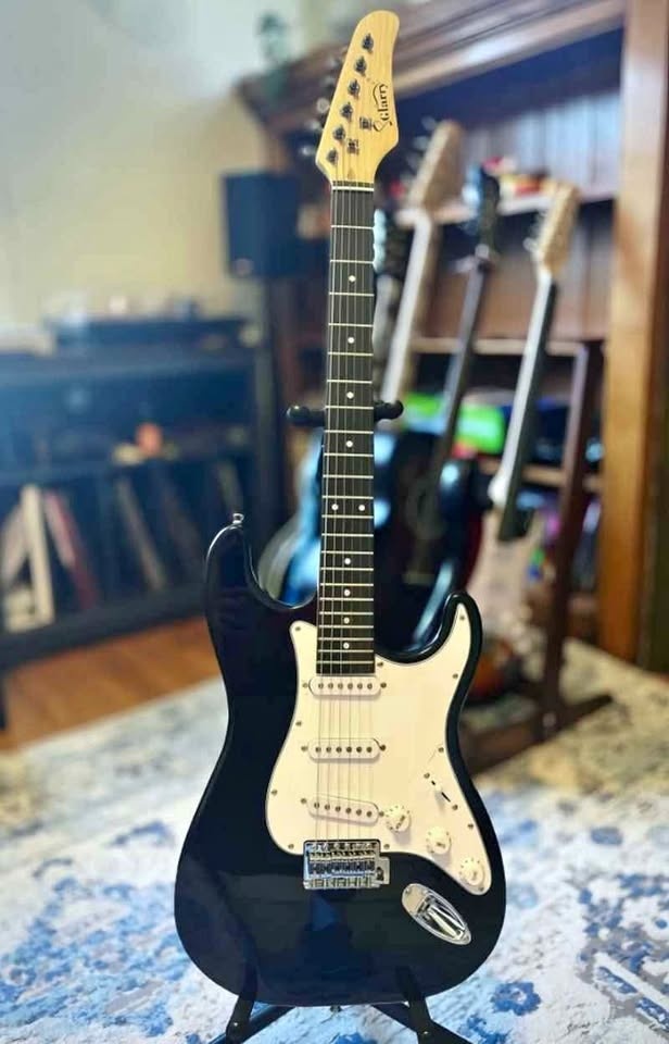 Black electric guitar
