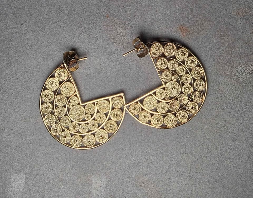 New Colombian Filigree Earrings – Silver with Gold Plating - photo 2