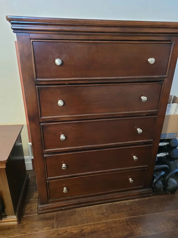 Dark Wood Dresser and Nightstand Set