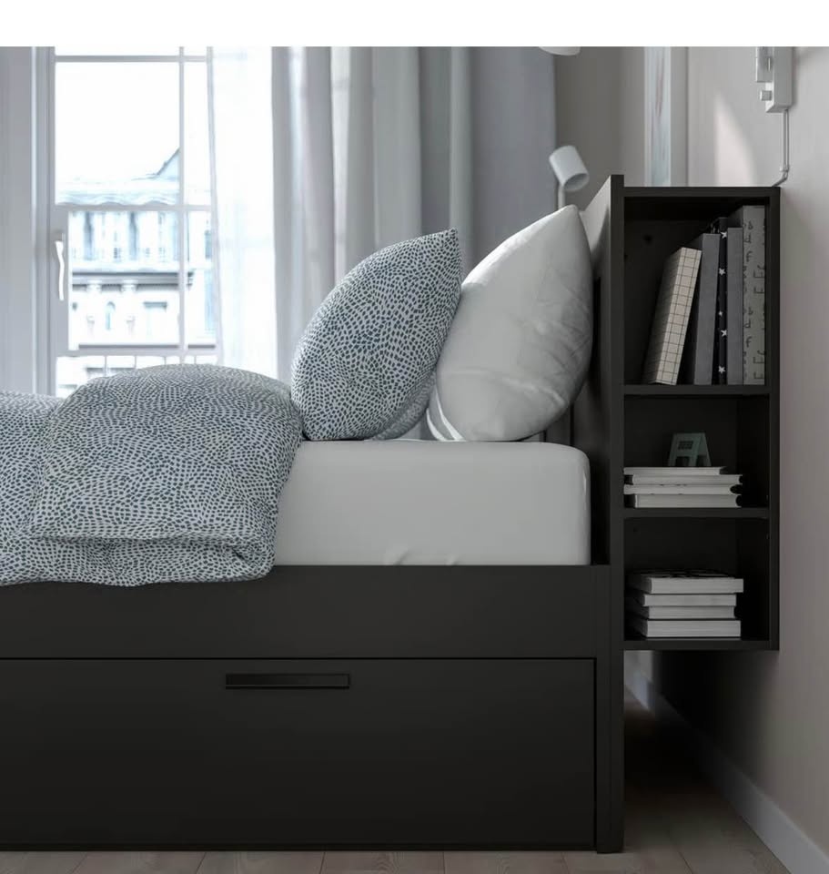 IKEA MALM Black Bed Frame w/ Storage Drawers & Queen Mattress - photo 2