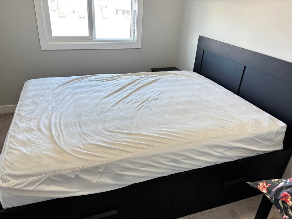 IKEA MALM Black Bed Frame w/ Storage Drawers & Queen Mattress - photo 4