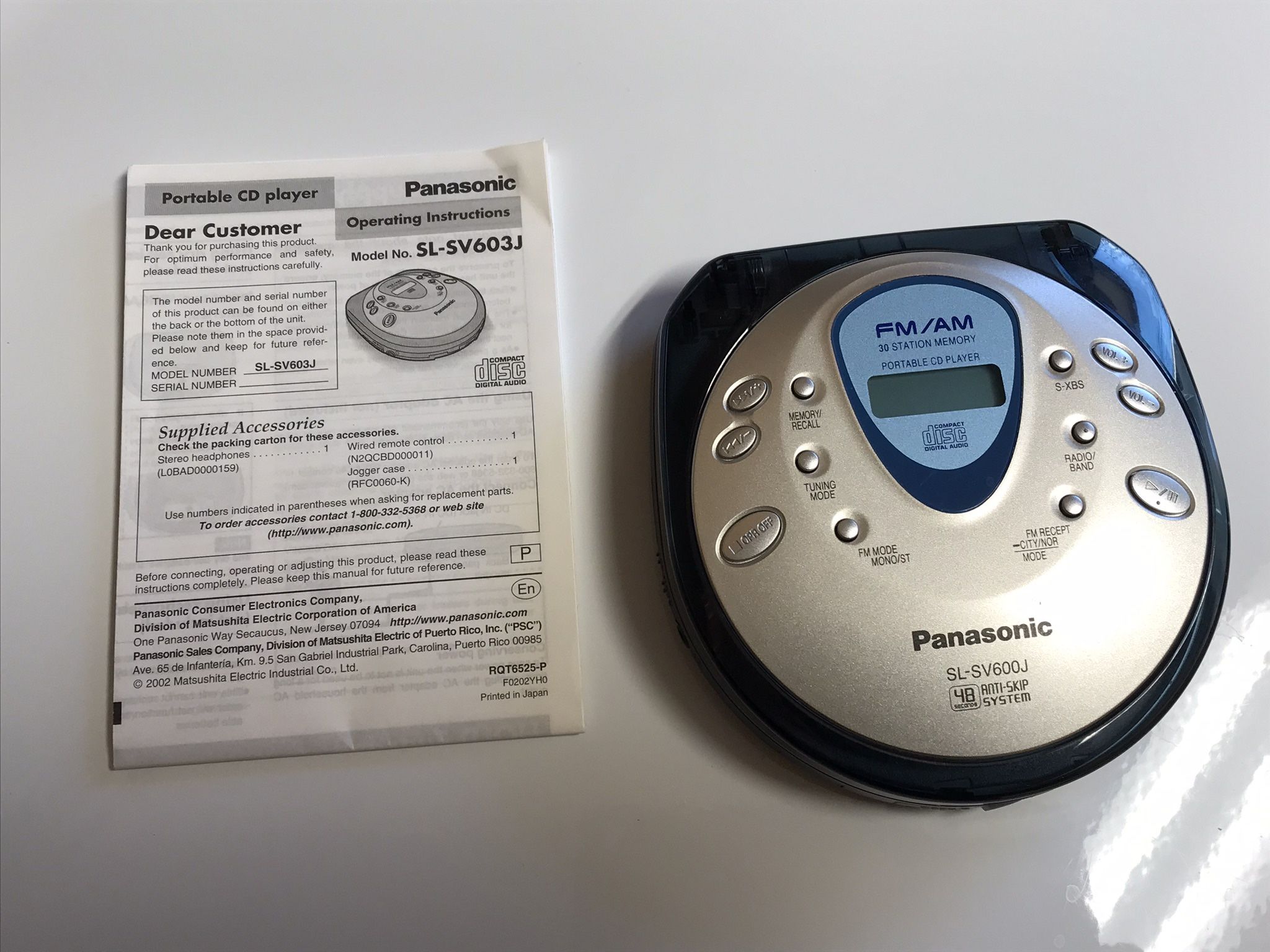 PANASONIC SL-SV600J Portable CD Player FM/AM Radio