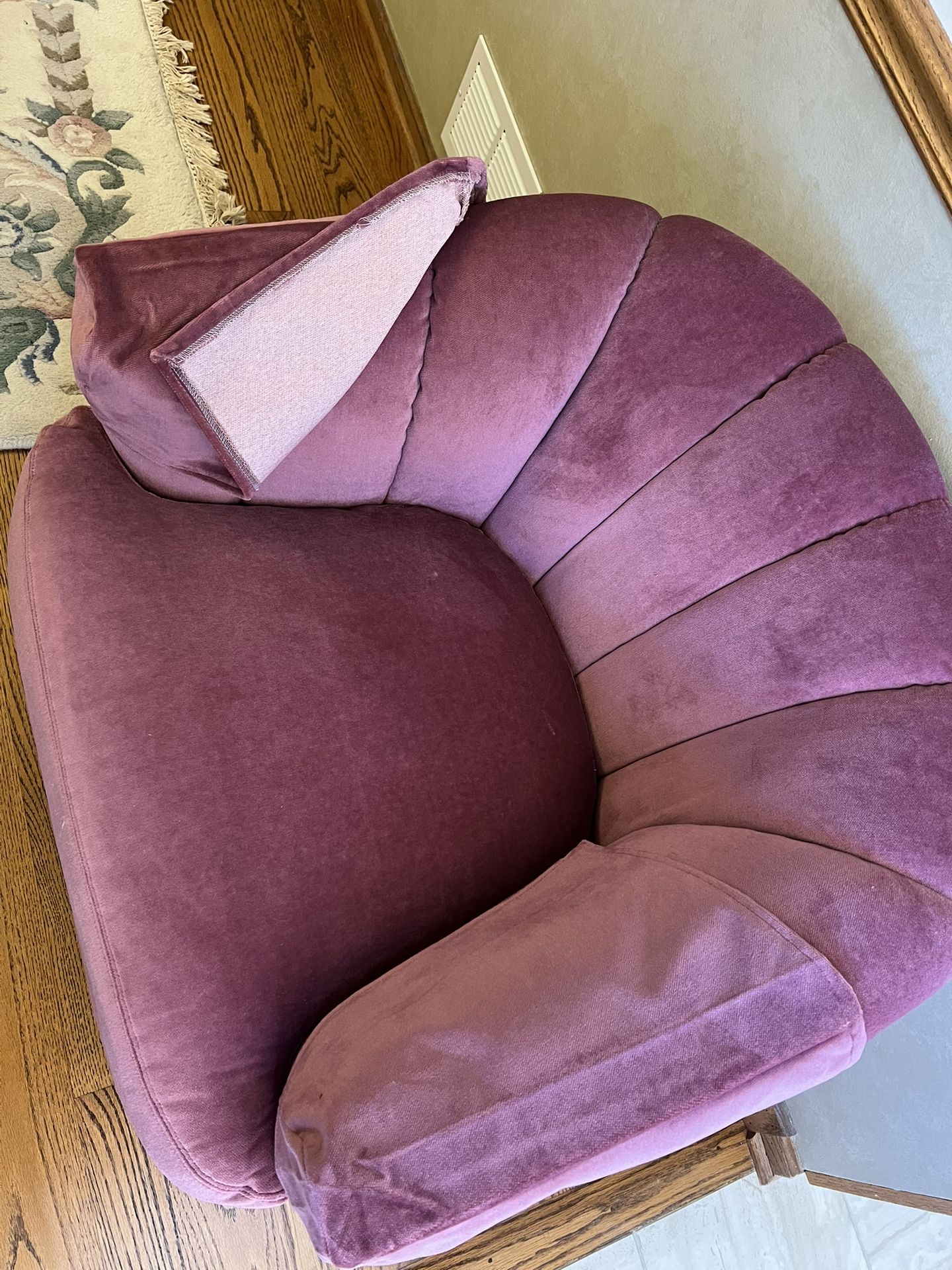 MUST SELL Ethan Allen Swivel Tub Chair - Mauve Velour - photo 4