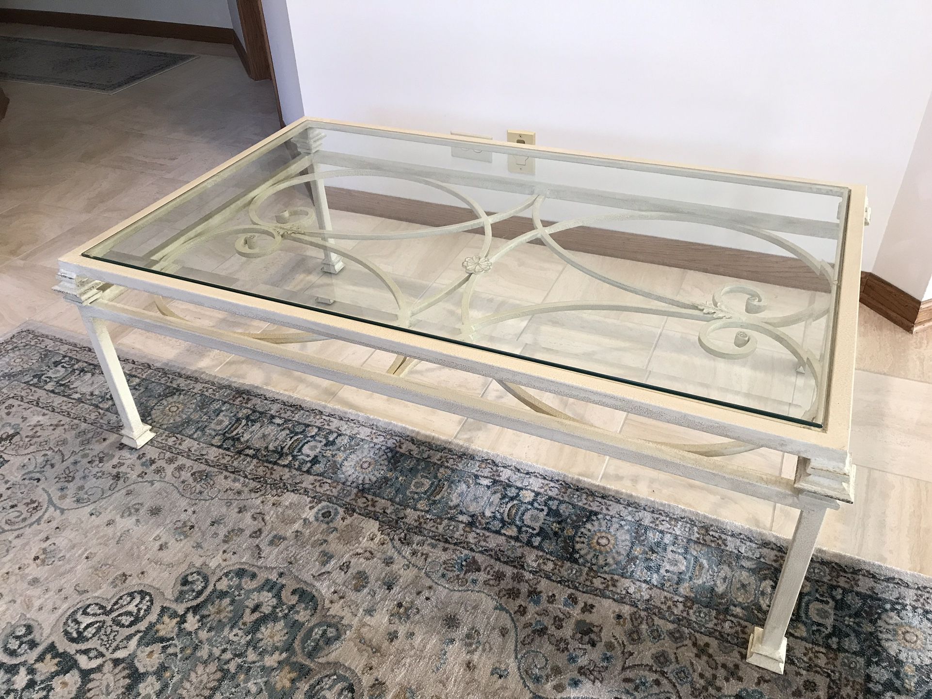 Ethan Allen Cream Tone Rustique Coffee Table