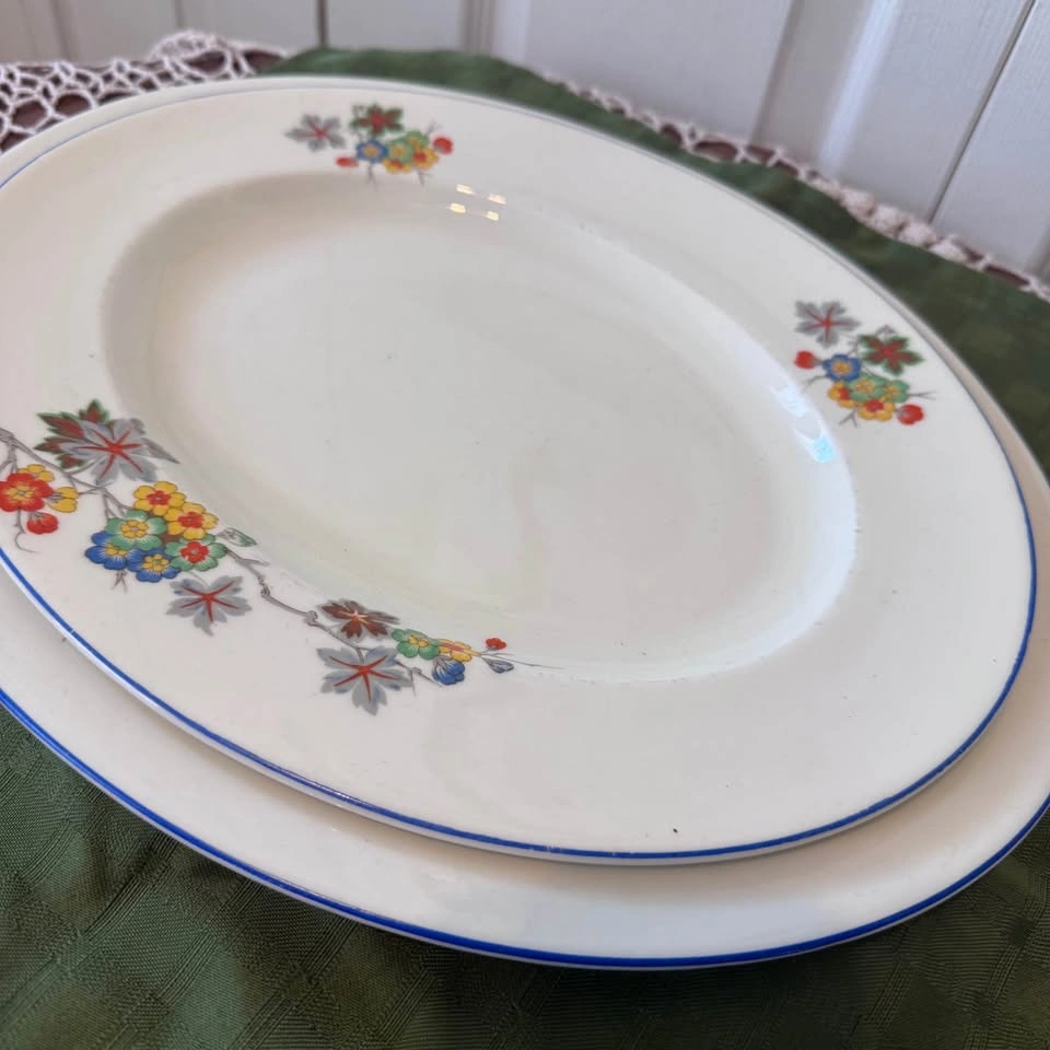 2 Beautiful Antique Bone China Platters - photo 4