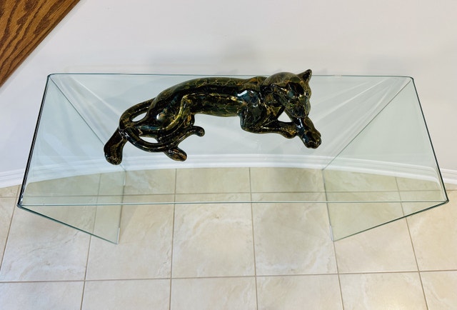 Like New Modern Glass Console Table / Desk - photo 5