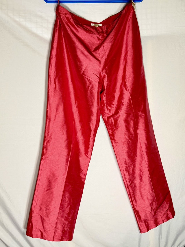Vintage 90s Talbots Silk High Rise Pants - Red Size 12 - photo 4